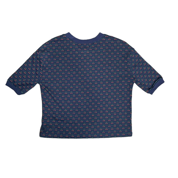 Madewell Cherry Jacquard Boxy Cropped Tee Shirt Navy Blue Women's Size XS - Picture 6 of 9